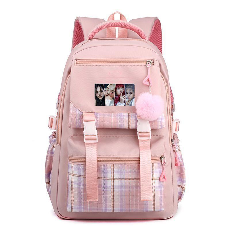 Korean Style Printed Nylon Backpack for Students Large Capacity School Bag Fashionable Commute Shoulder Bag with 15 Inch Laptop Compartment KTB