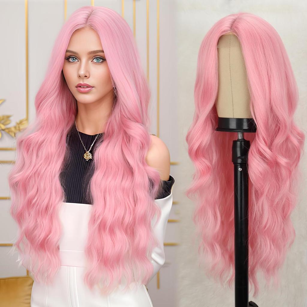 MERISIHAIR Длинный черный волнистый парик для женщин 26-дюймовый длинный вьющийся парик Естественный вид синтетического термостойкого волокна Черный парик для повседневного использования