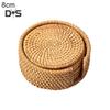 6Pcs/Set Drink Coasters Set Round Tableware Placemat Dish Mat Rattan Weave Pad