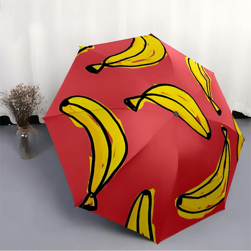 1pc Banana Pattern Folding Umbrella , 8 Ribs Casual Durable Lightweight Portable Travelling Umbrella For Men & Women yy250728079
