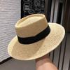 [Great Value] French Celebrity Flat Top Top Top Hat New Summer Elegant Pearl String Sunshade Woven Straw Hat
