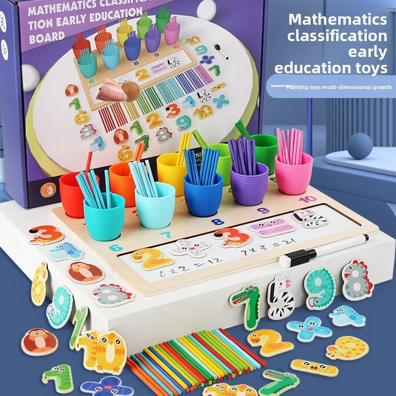 Wooden Counting Board Educational Toy For Kids Math Skills And Color Sorting