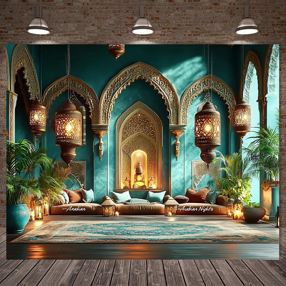 2D flat design 1 piece with a Moroccan style background suitable for traditional Middle Eastern activities during holidays