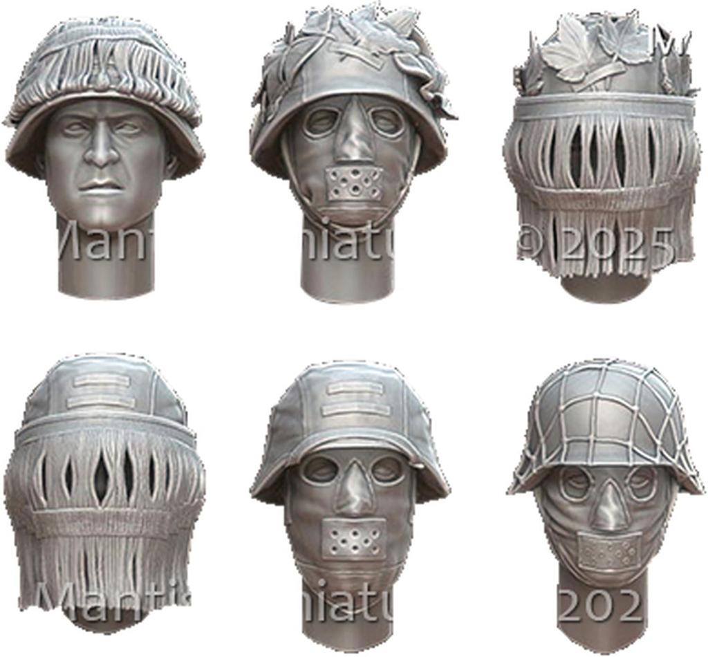 Mantis Miniatures Масштаб Вторая мировая война Немецкий камуфляж Маскированный 6 2 Смола MAC60 1/35 Гарнитура, Типы, Размеры, Набор из 12 деталей, (Человек)