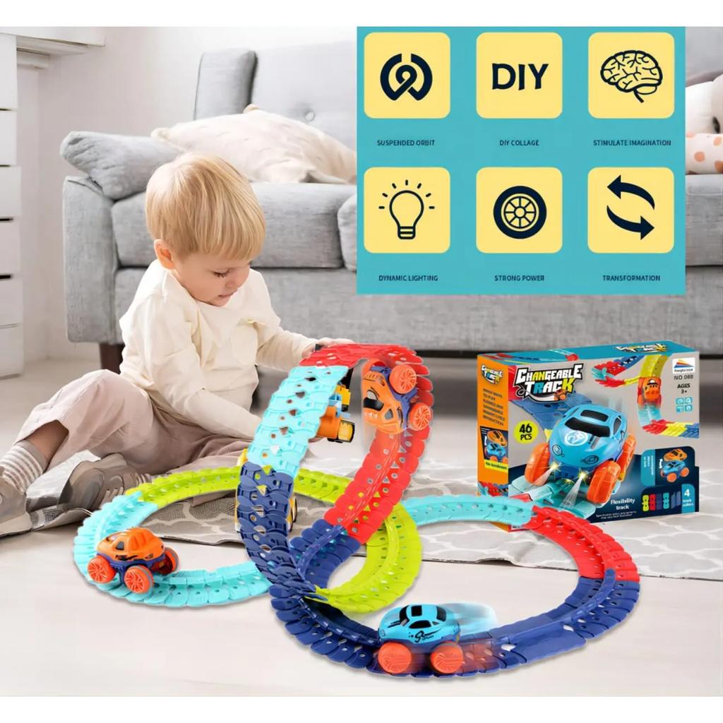 Новый набор для гоночных трасс Zero Gravity Car, гоночные трассы для детей со светодиодной подсветкой, гибкие волшебные гоночные трассы, игрушки, подарки