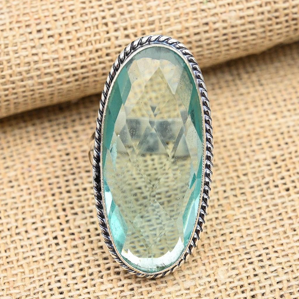 Замечательное ювелирное кольцо ручной работы из стерлингового серебра 925 пробы с аква-апатитом и драгоценным камнем