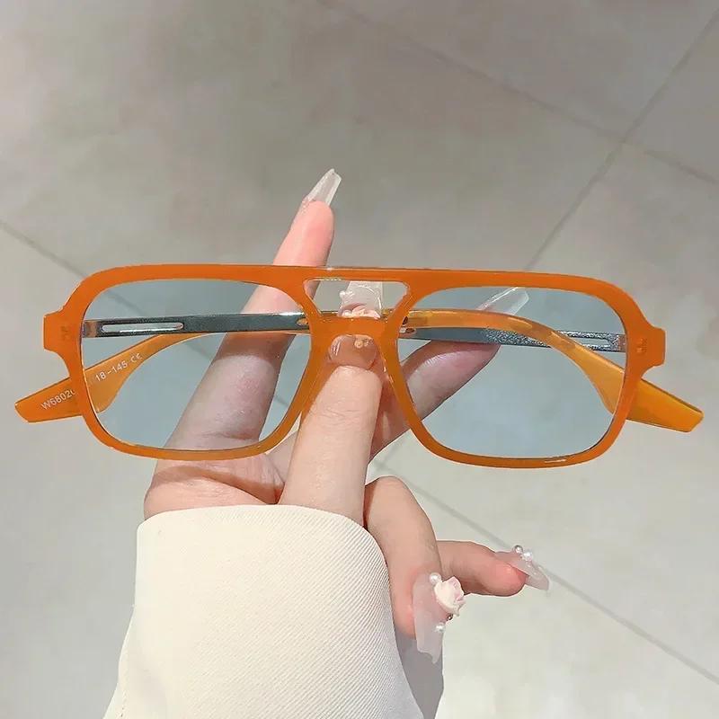 Модные квадратные солнцезащитные очки женские Новые персонализированные с двойной перекладиной Мужские и женские Солнцезащитные очки с УФ-защитой Летние очки