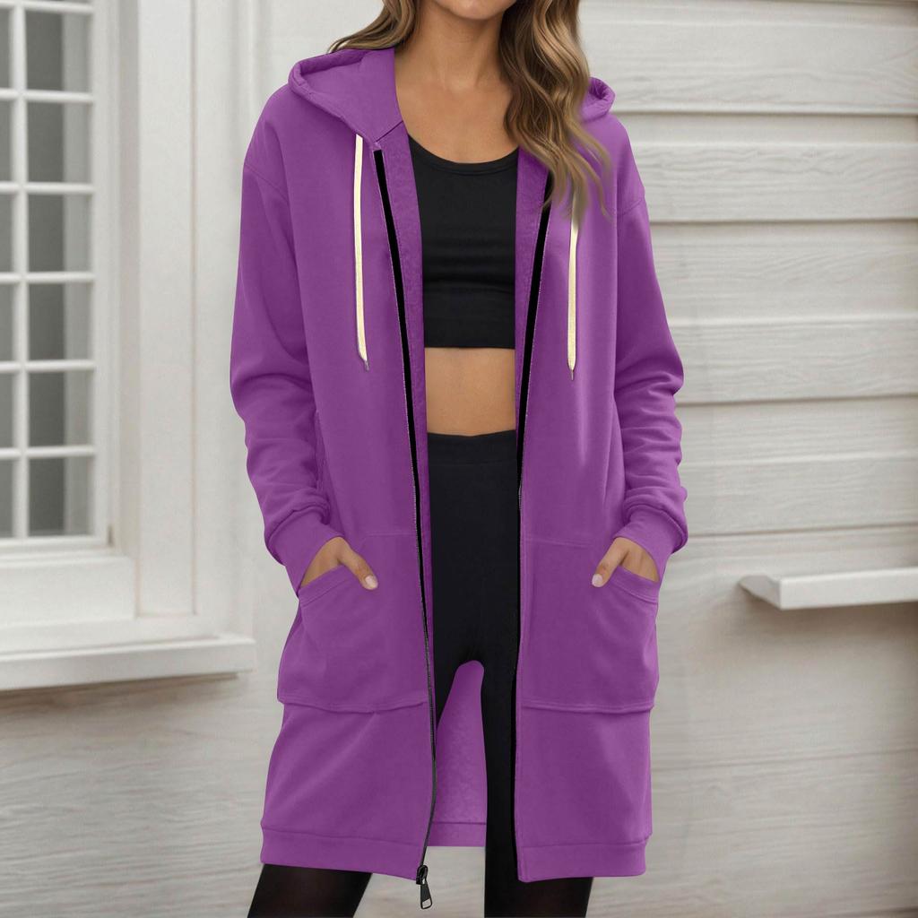 Women's Zip Up Hoodies Oversized Fleece Long Pullover Hooded Sweatshirts Casual Long Sleeve Fall Hoodie Jacket