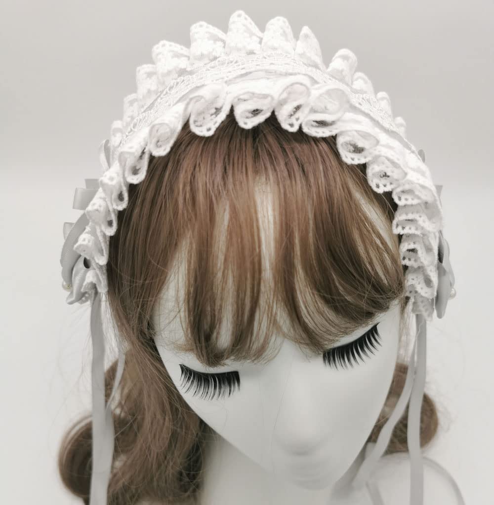 Очаровательное украшение для волос в стиле Лолиты с лентой, аксессуар для волос, бусины, цепочка, кружевная оборка, повязка на голову, косплей, кукла Мо, чайная вечеринка, прическа горничной, лолита, стильная готика