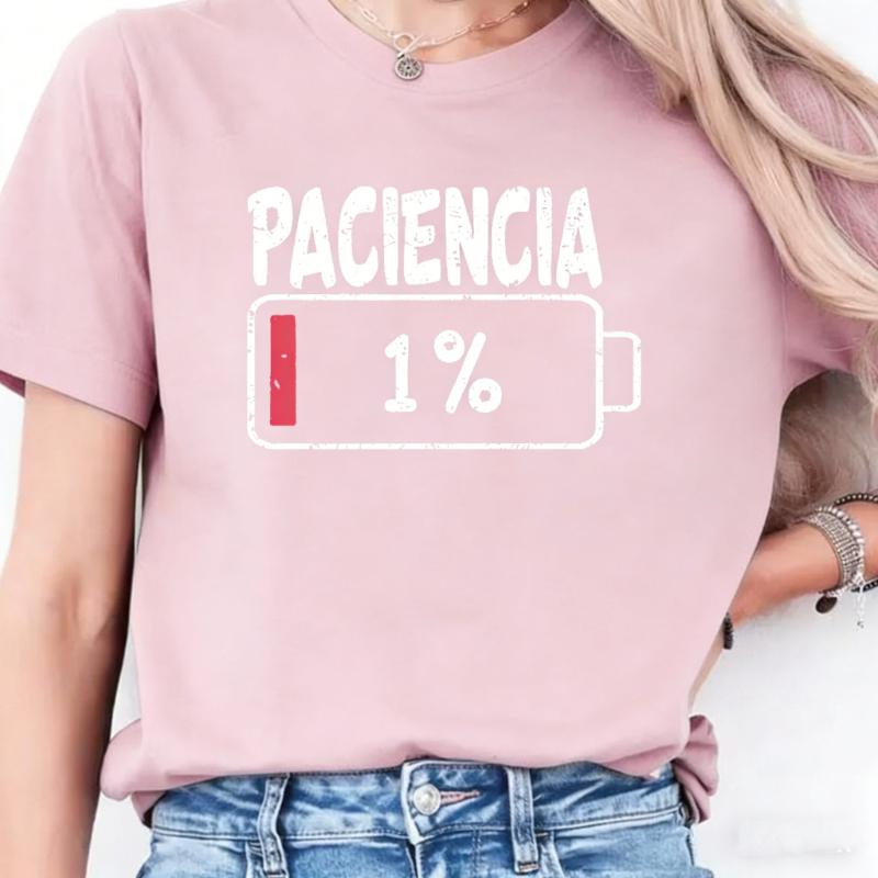Fashion Simple T Shirt Vibrant Spanish Letter Print Short Sleeve Round Neck Unisex Casual Summer Breathable Allmatch Tshirt