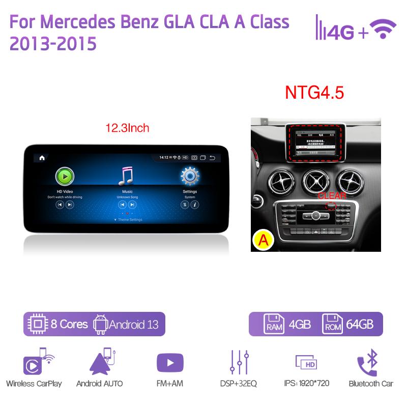 10.25/12.3 дюйма Android13 Для Mercedes Benz GLA CLA A Класса 2013-2018 GPS Навигация CarPlay 4G 360Камера Автомобильный Мультимедийный Плеер
