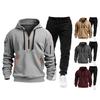 2Pcs/Set Men Sweatshirt Pants Set Hooded Drawstring Long Sleeve Sport Tops Elastic Waist Long Pants Set Solid Color Baggy Tracksuit