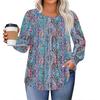 Womens Plus Size Tops Long Sleeve Shirts Round Neck Flowy Tunic Casual Loose Blouse L-5X