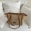 Chic Korean Style Woven Tote Bag For Women Trendy Casual Large Capacity Design