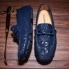 Luxury Brand Italian Genuine Leather Men Shoes Fashion Crocodile Pattern Casual Loafers Men Flat Drving Mocassins Zapatos Hombre