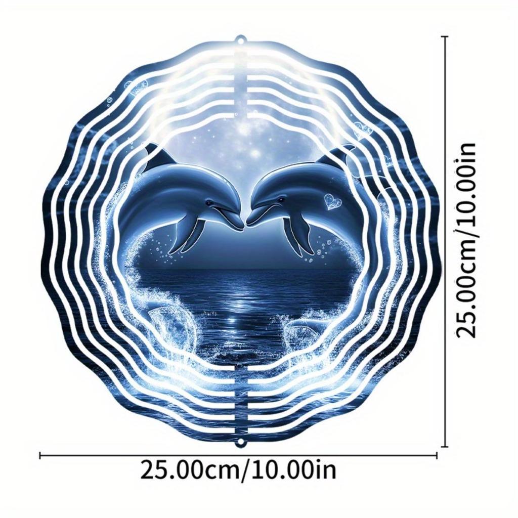 Романтическая 2D Металлическая Подвеска-Колокольчик в виде Дельфина со Свечением Ночного Неба для Декора в Помещении и на Улице, Сада, Патио, на День Благодарения