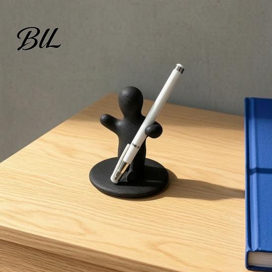 Black White Desk Ornament 3D Printed Funny Figure Pen Holder, Humanoid Fun Gift for Friends Organizer Pencils Pens, Unique Tabletop Decor Office Home