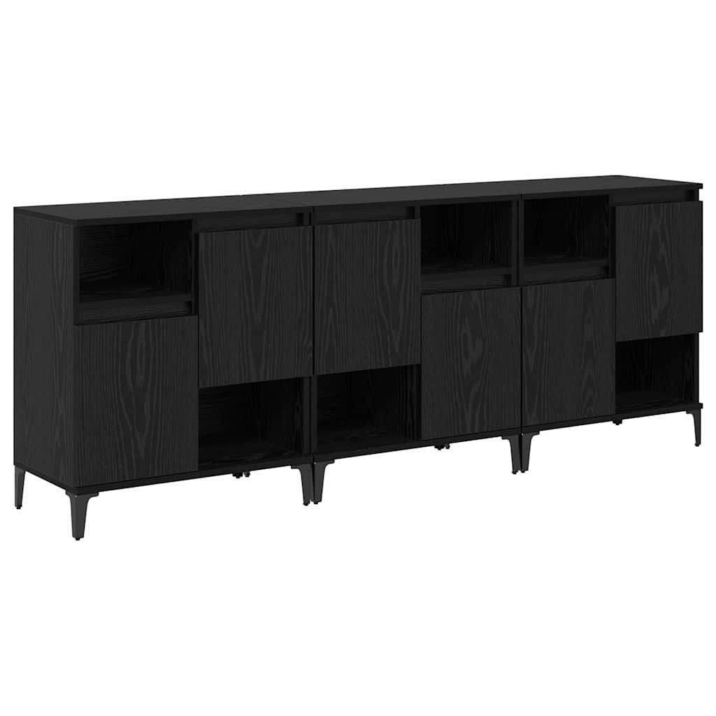 Sideboards 3 pcs Black Oak Effect 60 x 35 x 70 cm