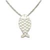 [Q6146] - Handmade Silver 'Fish' Necklace - 15x8 Mm
