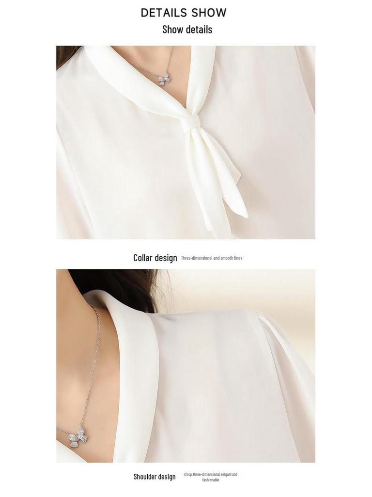 Брендовая женская рубашка из белого шелка с длинным рукавом высшего качества - стильная официальная мода лета 2025 года