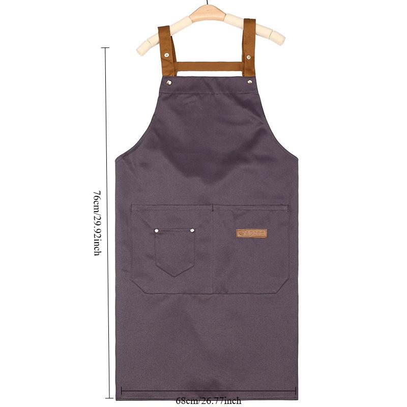 Waterproof and Oil Resistant Solid Color Kitchen Apron Durable with Pockets Suitable for Men and Women Adjustable Work Apron