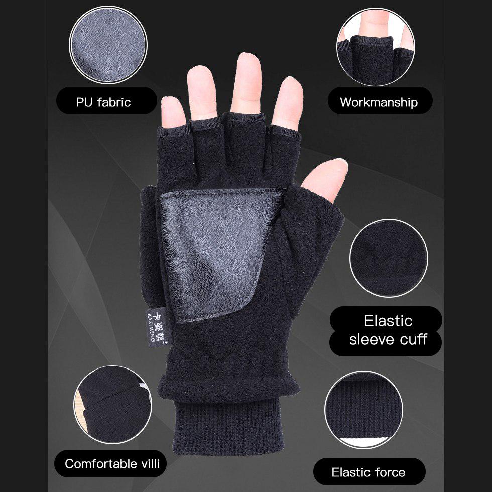 Double Layer Warm Thickened Non-slip Touch Screen Half Finger Cycling Ski Snowboard Fishing Gloves