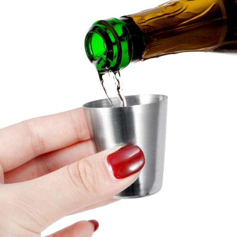 4 шт./компл., полированные 30 мл, мини-рюмки из нержавеющей стали, стаканы для вина с кожаной крышкой, сумка