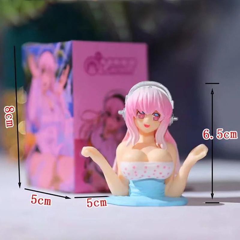 Милые девушки с трясущейся грудью, украшения для автомобиля, мультяшные кавайные аксессуары для приборной панели автомобиля, бутик, розовые аниме-аксессуары для автомобиля, интерьер