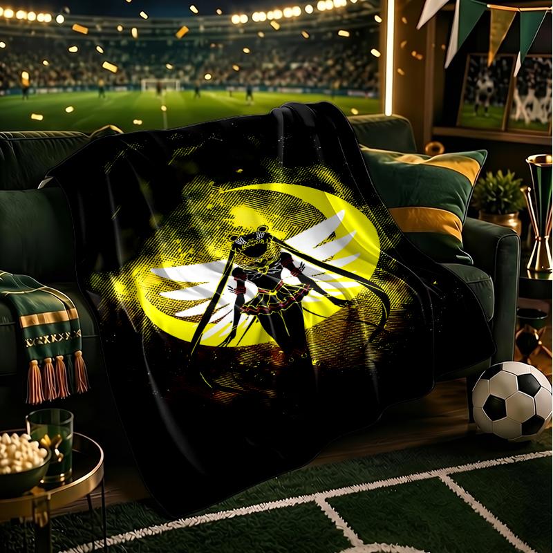 Moonlit Guardian Blanket Flannel Throw for Sofa, Indoor, Camping, Living Room, Office, Chair, And Bed Soft Birthday Gift