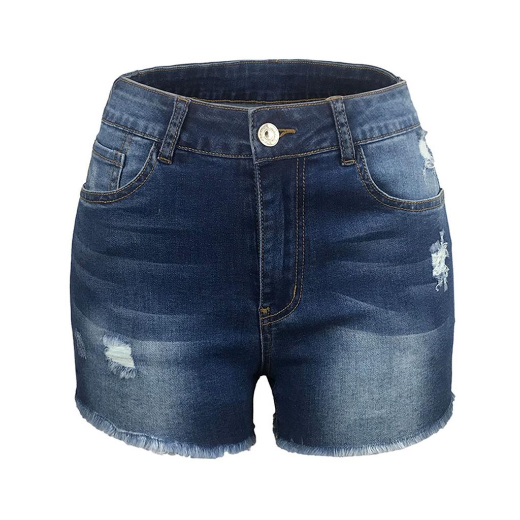 Модные женские карманные однотонные джинсы джинсовые брюки женские повседневные шорты с дырками