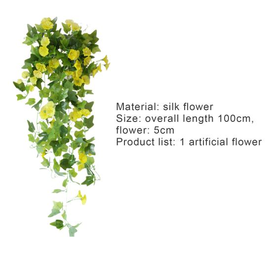 Fake Plant Flower Realistic Vivid Waterproof Hanging Artificial Silk Morning Glory Imitation Flower for Home