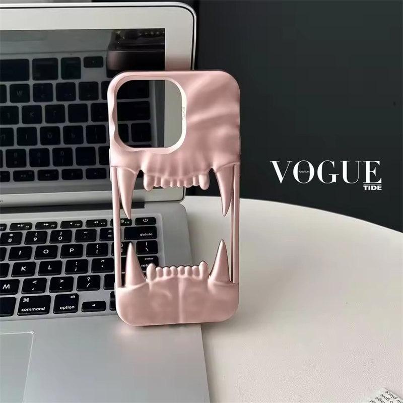 3D плиссированный полый матовый чехол с изображением тигрового зуба для iPhone 16 15 14 Plus 13 12 11 Pro Max, противоударный защитный чехол с рассеиванием тепла