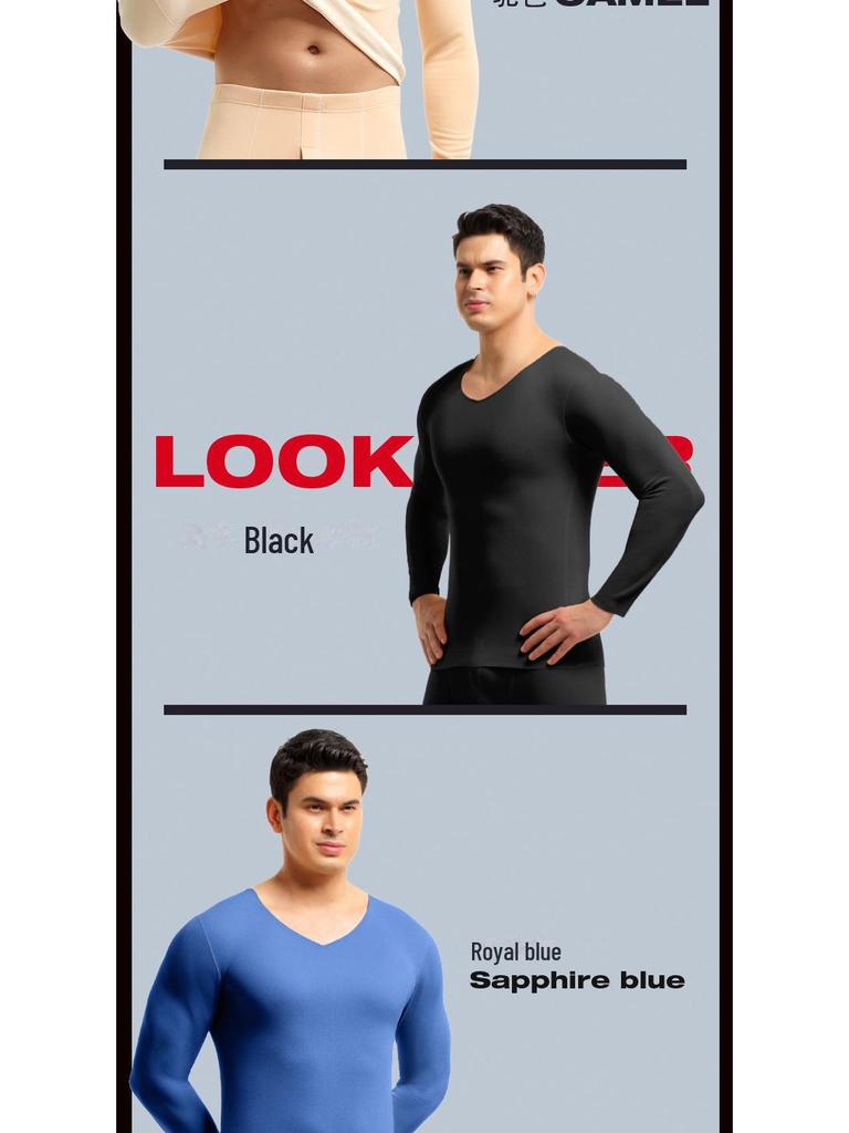 Men's & Boys' Seamless Thermal Top with Velvet Lining - Thickened Cold-Proof Base Layer for Autumn/Winter