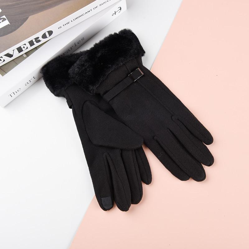 Новые женские перчатки с сенсорным экраном из кроличьего меха: Велоспорт и вождение в корейском стиле, милая флисовая подкладка для холодной погоды