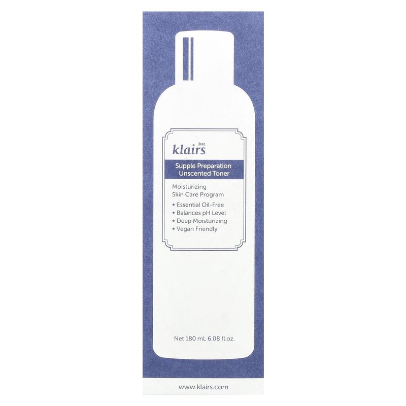 Уважаемый, Klairs, Supple Preparation Unscented Toner, 180 мл , Балансирует уровень pH