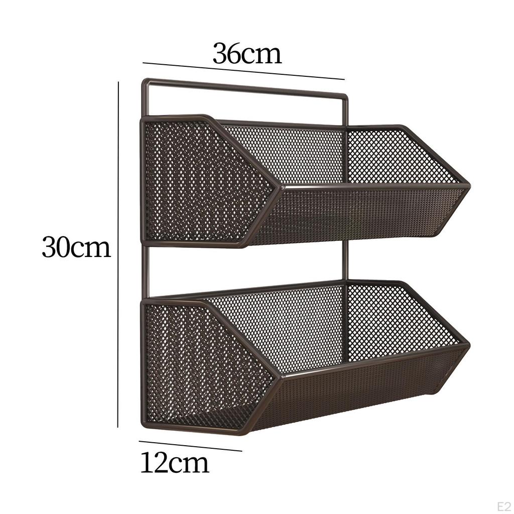 Настенное крепление для хранения, сетчатая корзина, металлическая проволочная корзина, подвесная двухслойная для кухонных шкафов