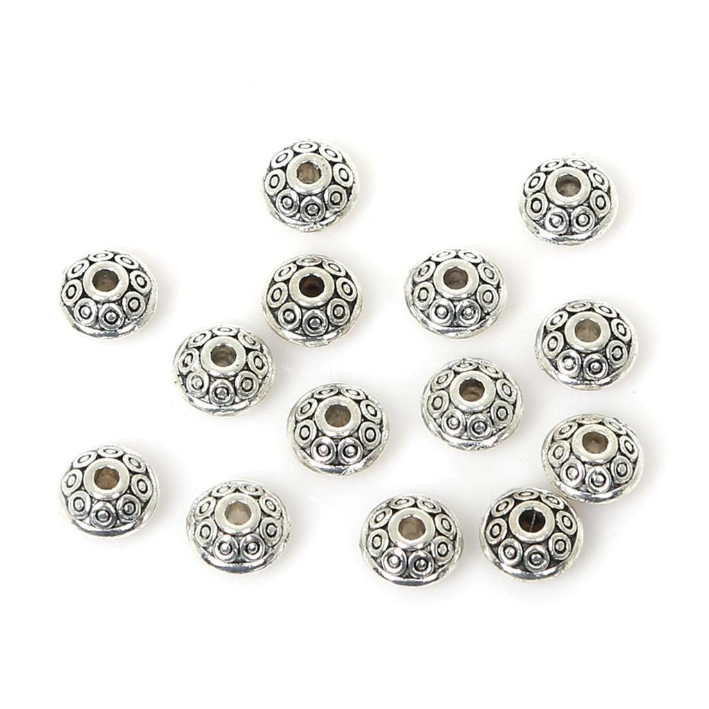 3000Pcs 6mm Tibetan Metal Beads Antique Gold Silver Oval UFO Shape Loose Spacer Beads for Jewelry Making DIY Bracelet Charms
