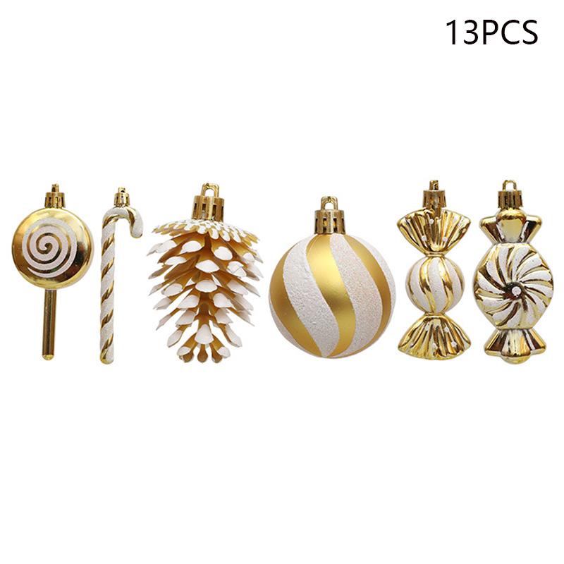 13Pcs/Set Pine Cone Candy Round Ball Christmas Tree Decor Festival Xmas Hanging Ornament