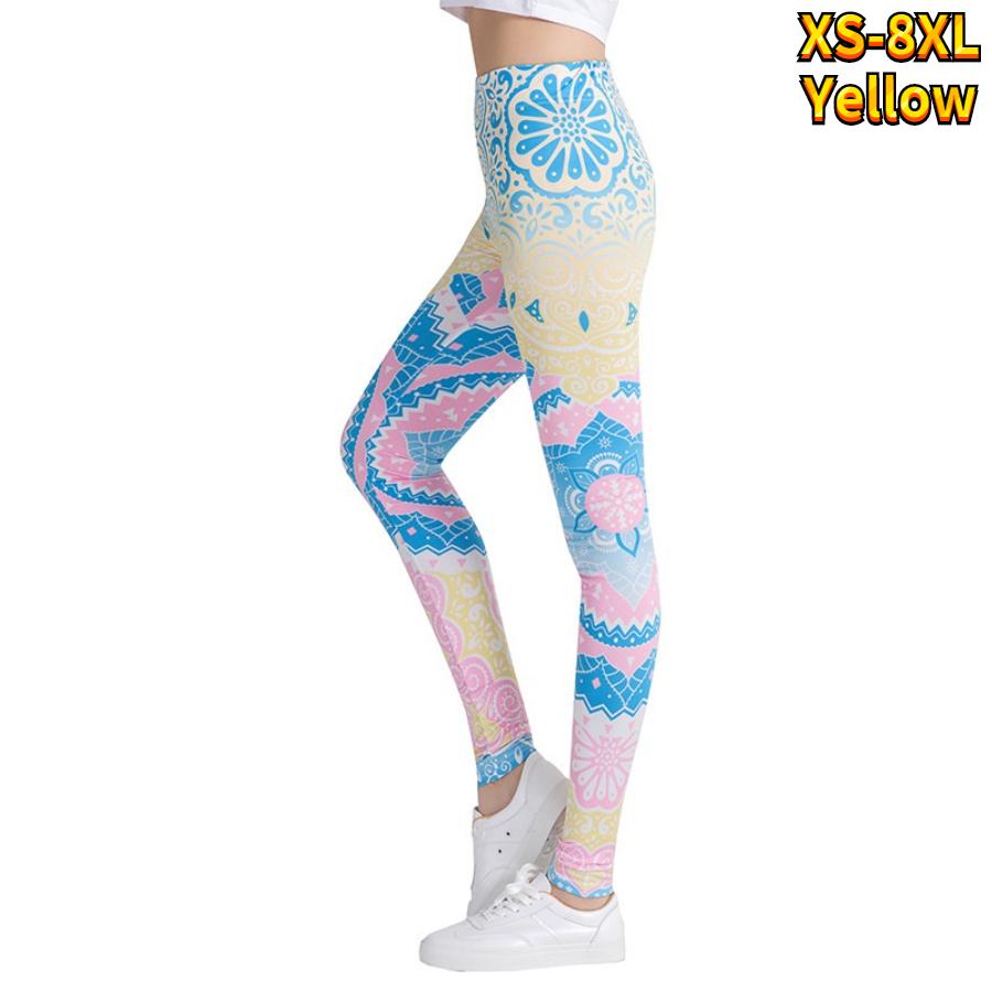 Womens Light Pink Flowers Prints Stretch Yoga Leggings Fitness Running Gym Sports Active Pants