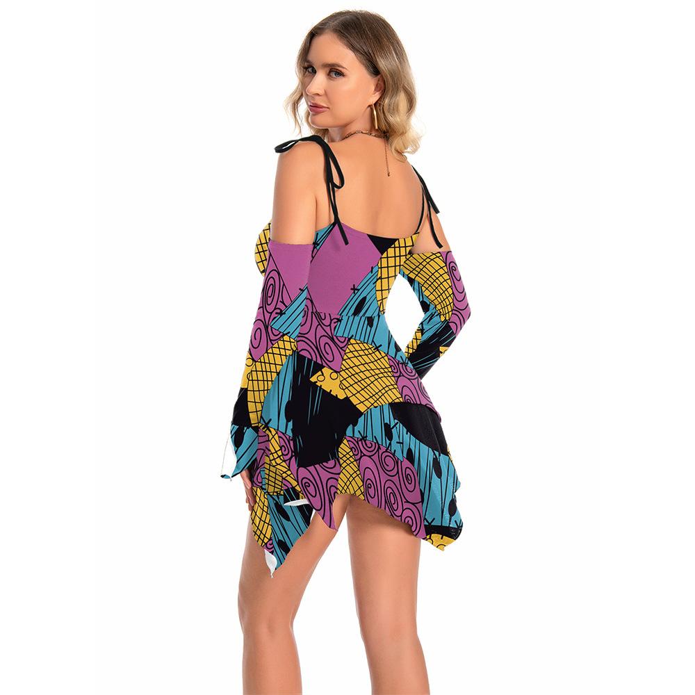 Взрослые Женские Платья с Цифровой Печатью Костюмы для Косплея на Хэллоуин Школьные Сценические Костюмы для Драматического Шоу Выступления Наряды для Ролевых Игр