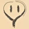 3 Pieces of WOMEN'S Trendy Claw Chain Series Leaf Earrings Necklace Jewelry Set, Wedding Banquet Party Holiday Gifts