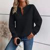 Autumn New Solid-color Deep V-neck Patchwork Long-sleeved Women's Casual Sweatshirt