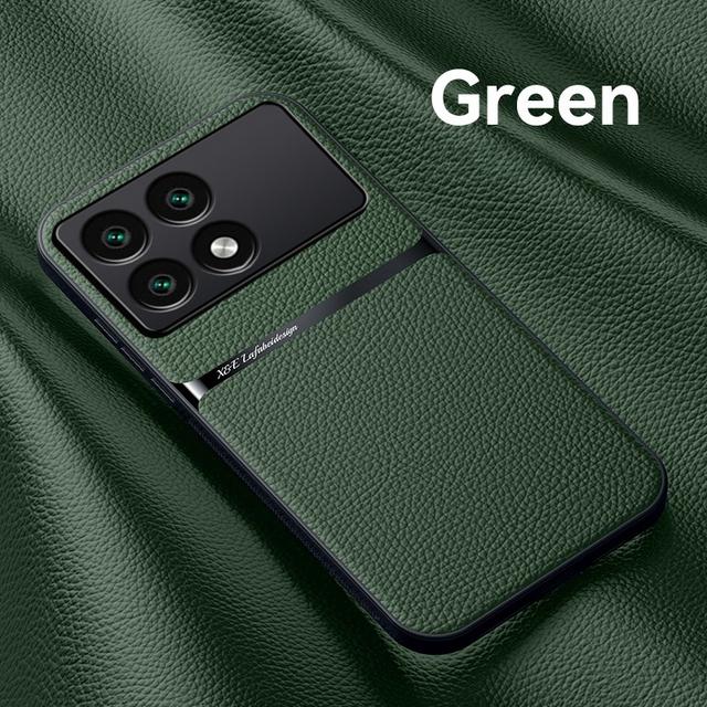 Car Magnetic Holder Leather Case For Xiaomi Poco F6 Pro 5G Soft Silicone Shockproof Back Cover PocoF6 Poko Little F 6 6Pro F6Pro
