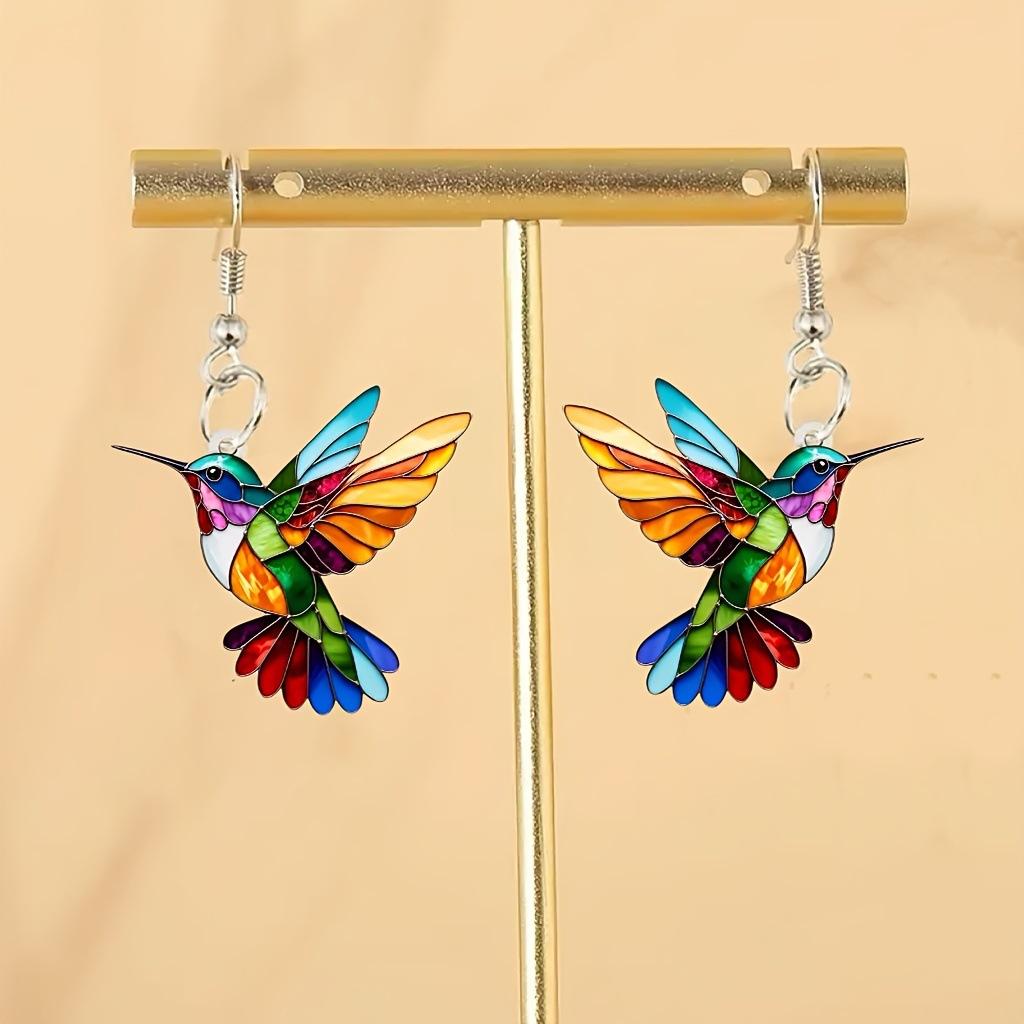 European and American Colorful Hummingbird Women's Earrings