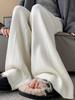 Women's High Waist White Wide-Leg Pants - Slim-Fit, Loose, and Thickened for Autumn and Winter
