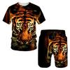 The Tiger 3D Printed T-Shirt/Suit Summer Short Sleeved O-Neck Men's Beach Pants 2 Pcs Set Couple Sportswear Swimming Shorts