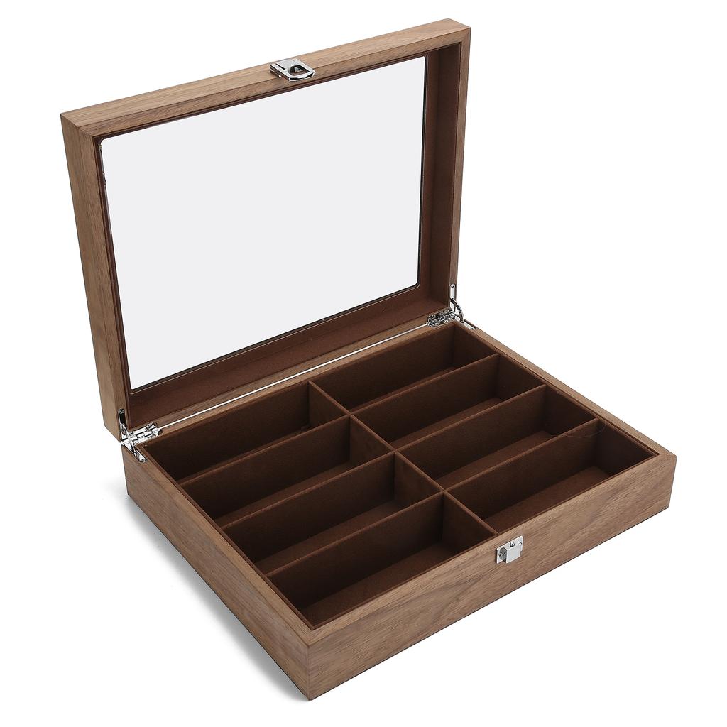 8 Grids Glasses Storage Box Wooden Sunglasses Display Case Travel Jewelry Organizer