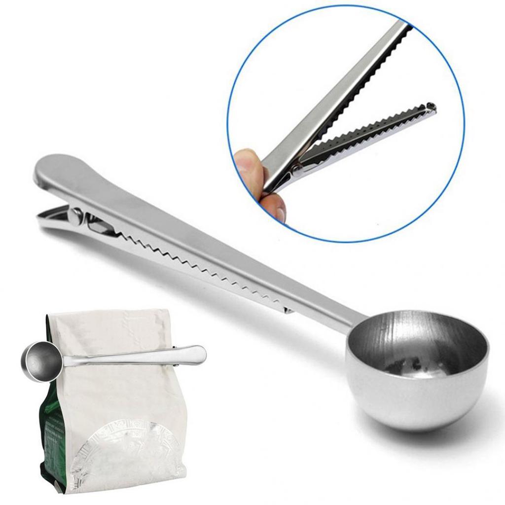 Прочная кухонная мерная ложка для кофе из нержавеющей стали, герметичная ложка с зажимом для сумки