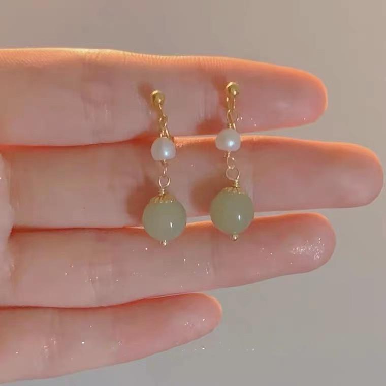 Жемчужные серьги "Qingyun Bibo": Китайские клипсы в стиле ханьфу, не требуют пирсинга