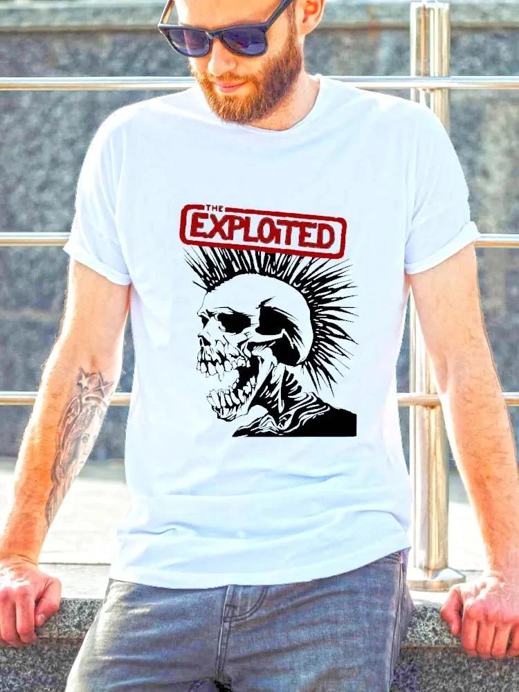 Skull Exploited T Shirt Unisex Gothic Trend Tshirt Unisex Tops Harajuku Punk Clothes Unisex Graphic Tee Shirts Retro Casual Streetwear